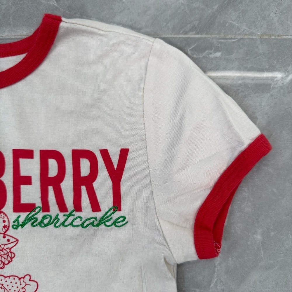Women’s Fashion Nova Strawberry Shortcake Ringer Short Sleeve Graphic Shirt XS - Picture 9 of 16